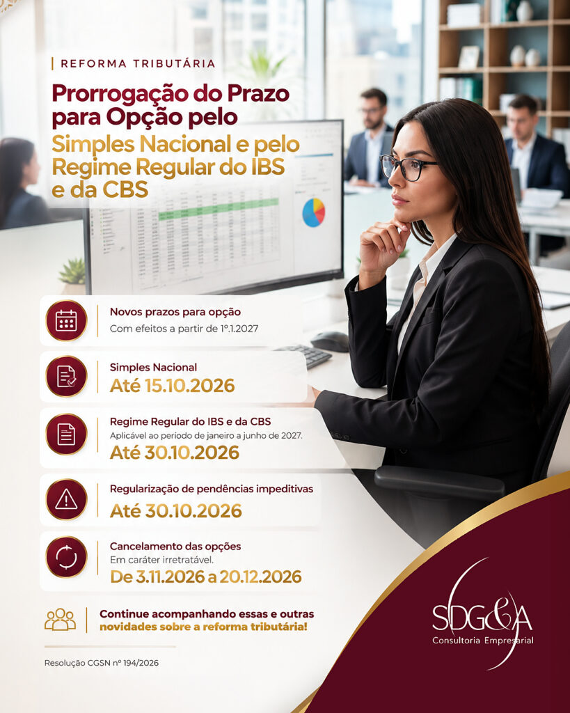 Prorrogação do Prazo para Opção pelo Simples Nacional e pelo Regime Regular do IBS e da CBS